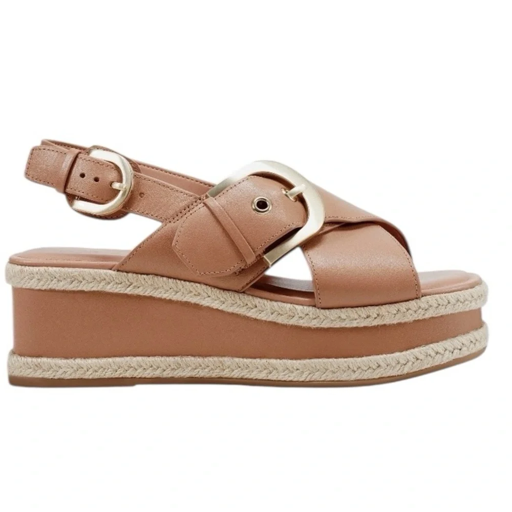 NWT MARC FISHER RENDA SLINGBACK ESPADRILLE PLATFORM WEDGE SANDALS‎ SIZE 9.5